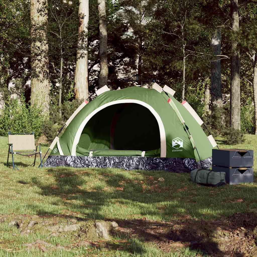 vidaXL Camping Tent 3-Person Green Quick Release 3