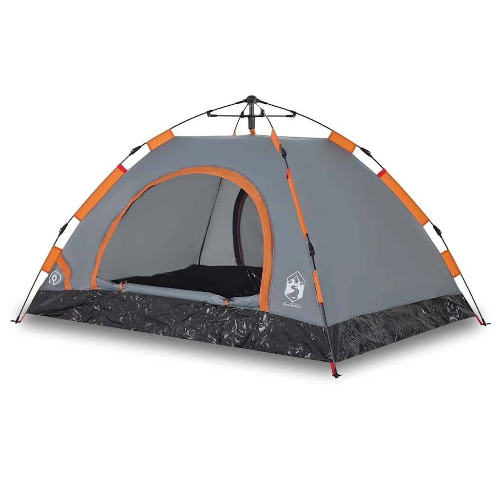 vidaXL Camping Tent 3-Person Grey and Orange Quick Release 2