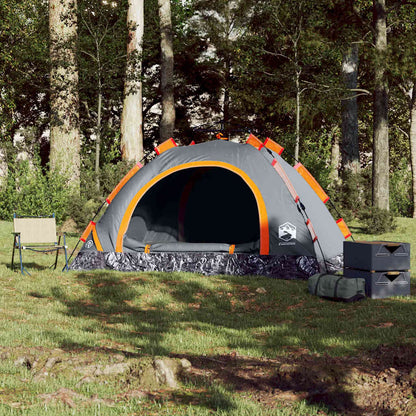 vidaXL Camping Tent 3-Person Grey and Orange Quick Release 3