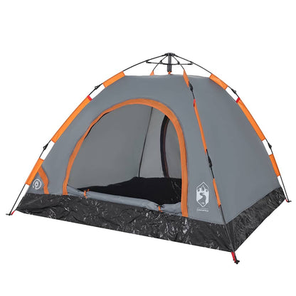 vidaXL Camping Tent 3-Person Grey and Orange Quick Release 4