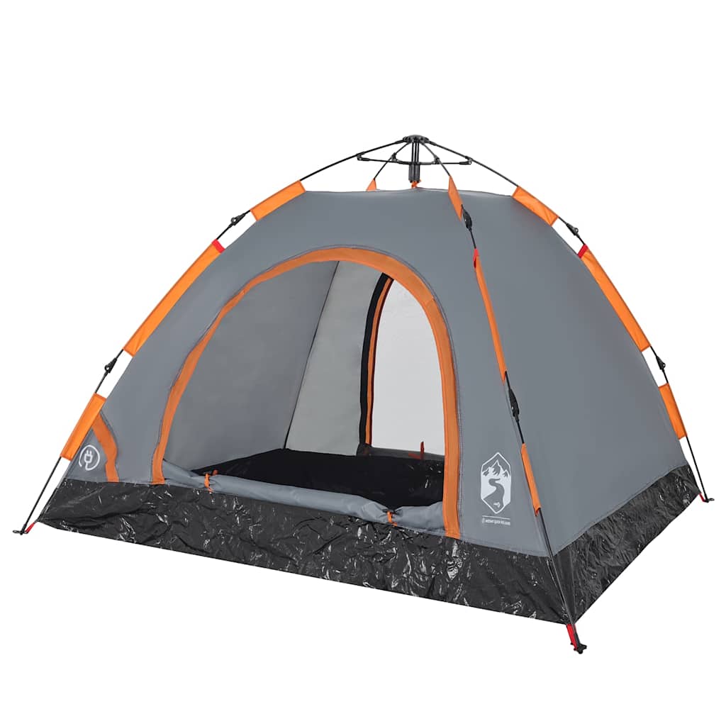 vidaXL Camping Tent 3-Person Grey and Orange Quick Release 5