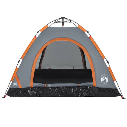 vidaXL Camping Tent 3-Person Grey and Orange Quick Release 6