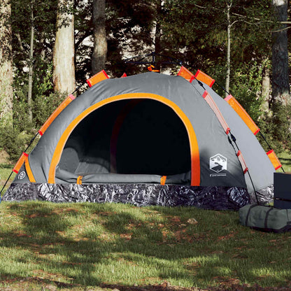 vidaXL Camping Tent 3-Person Grey and Orange Quick Release 1