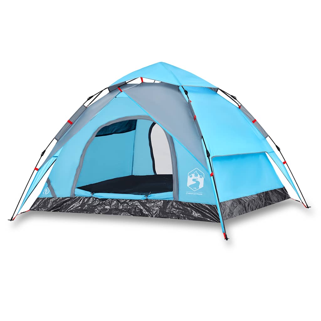 vidaXL Camping Tent Dome 3-Person Blue Quick Release 2