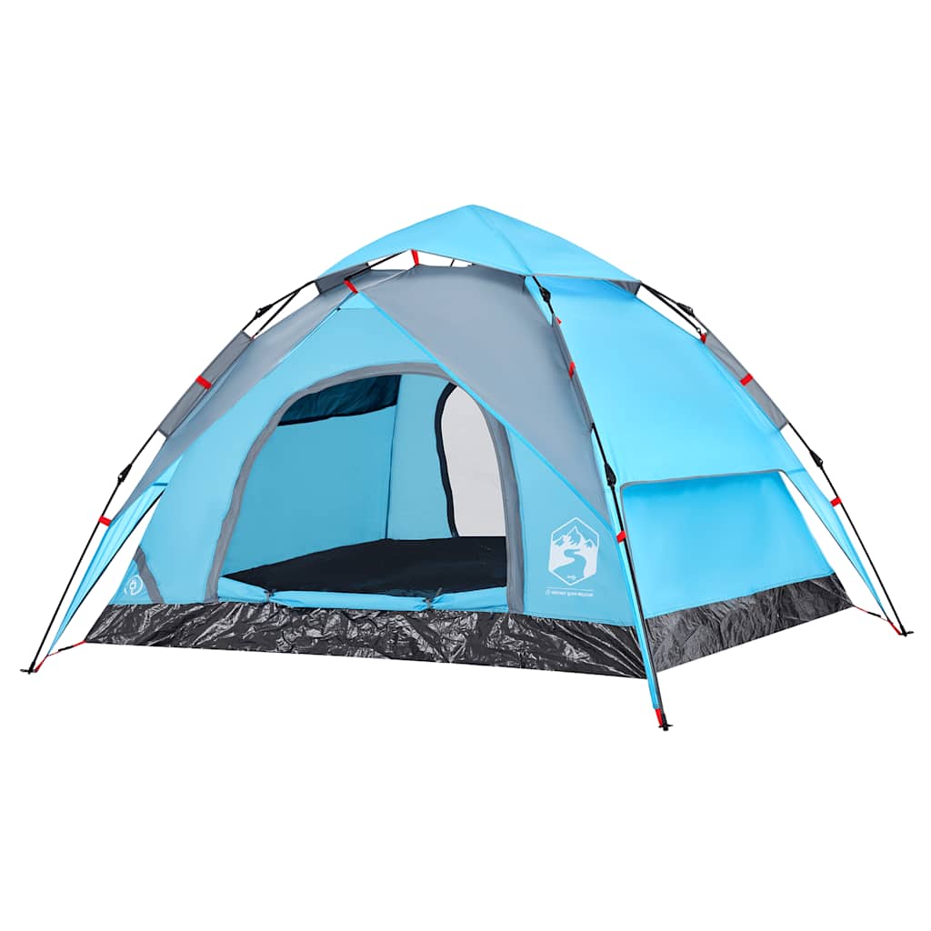 vidaXL Camping Tent Dome 3-Person Blue Quick Release 4