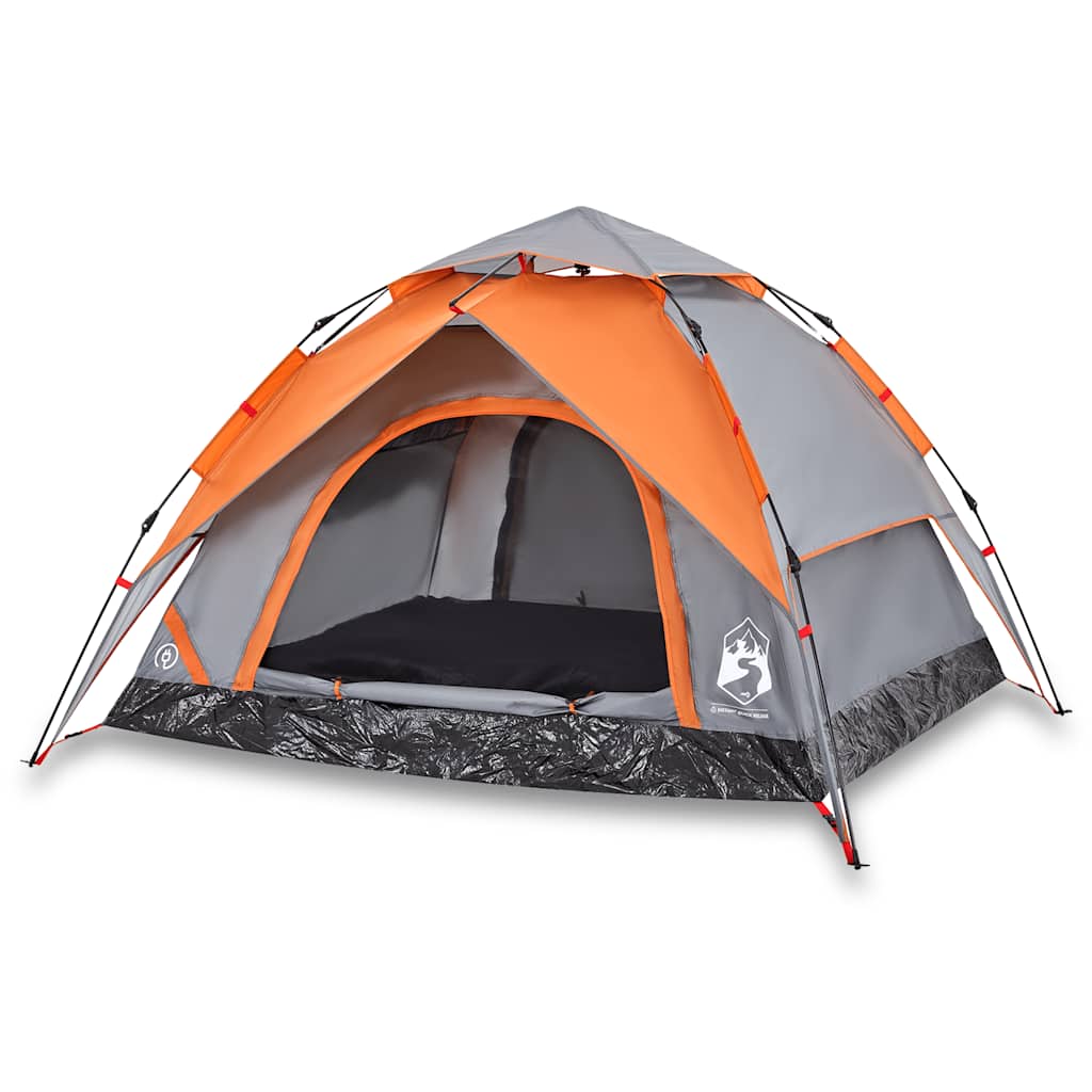 Camping Tent Dome Quick Release Grey and orange