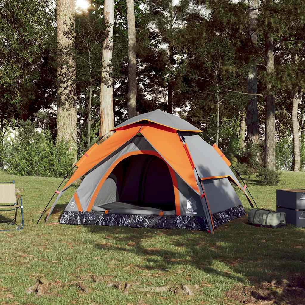 Camping Tent Dome Quick Release Grey and orange