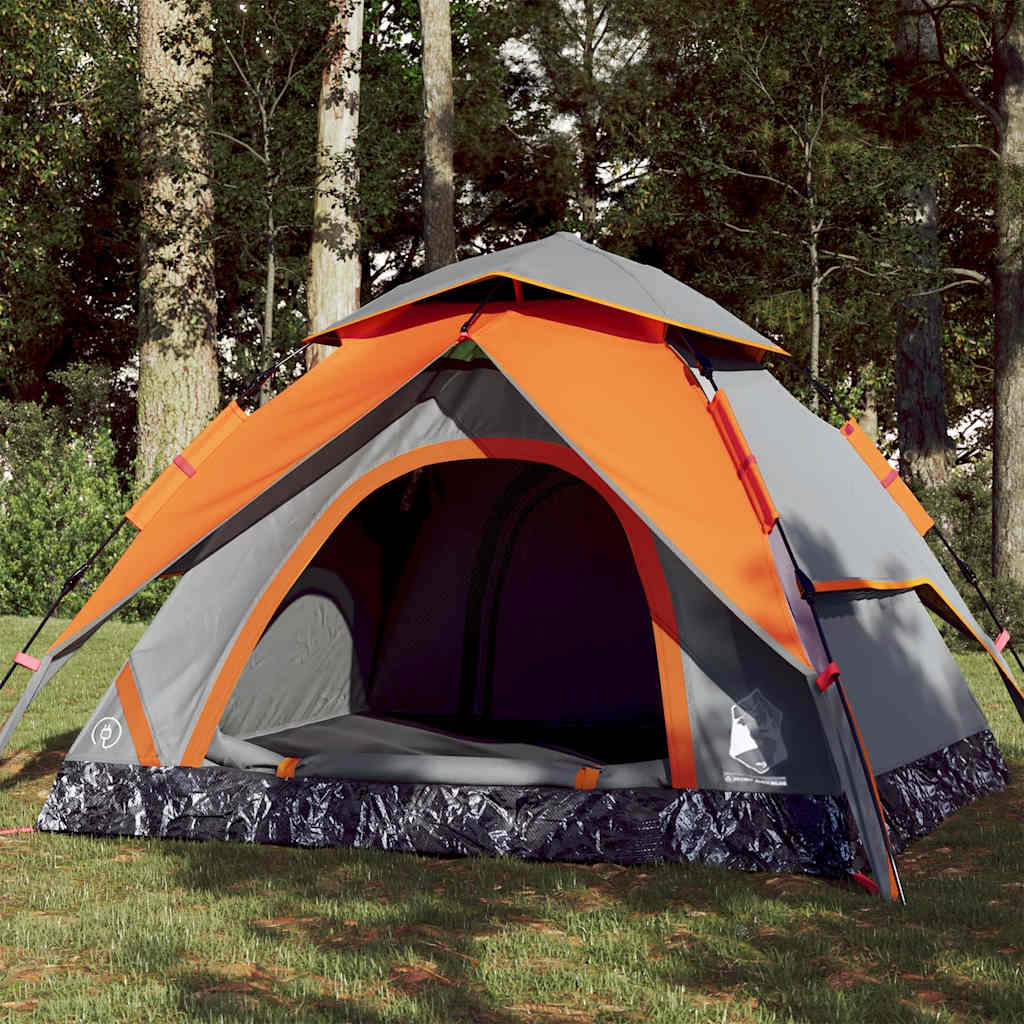 Camping Tent Dome Quick Release Grey and orange