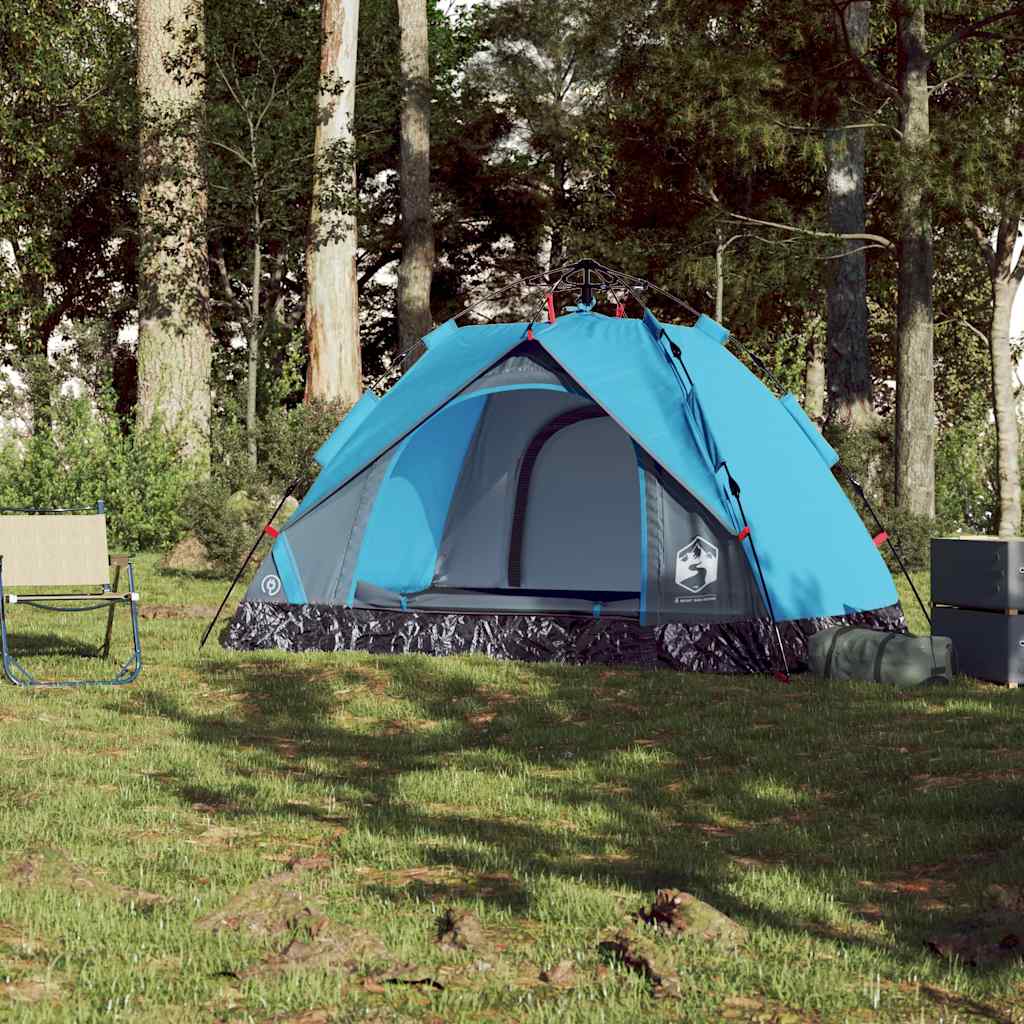vidaXL Camping Tent Dome 2-Person Blue Quick Release 3
