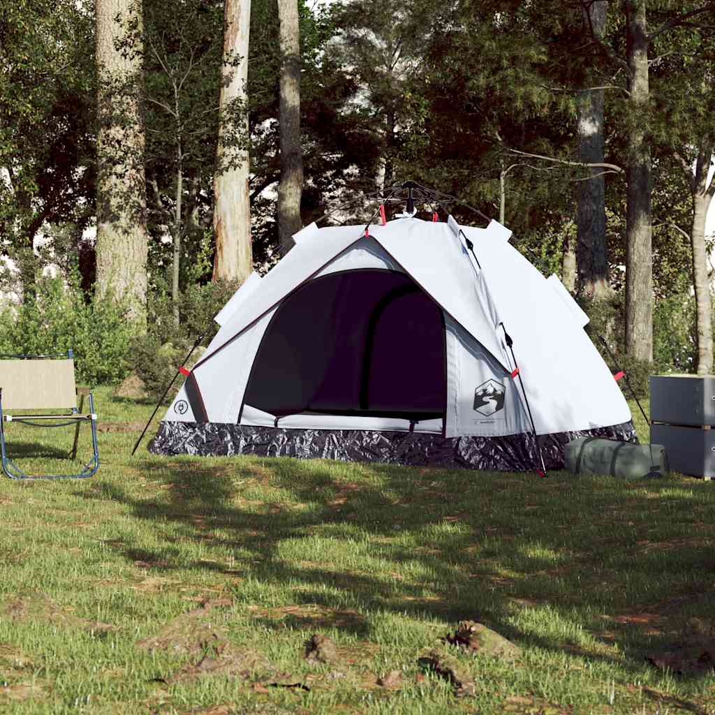 vidaXL Camping Tent Dome 2-Person White Blackout Fabric Quick Release 3