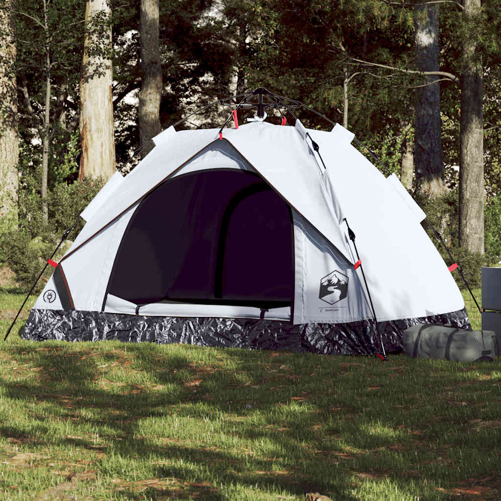 vidaXL Camping Tent Dome 2-Person White Blackout Fabric Quick Release 1