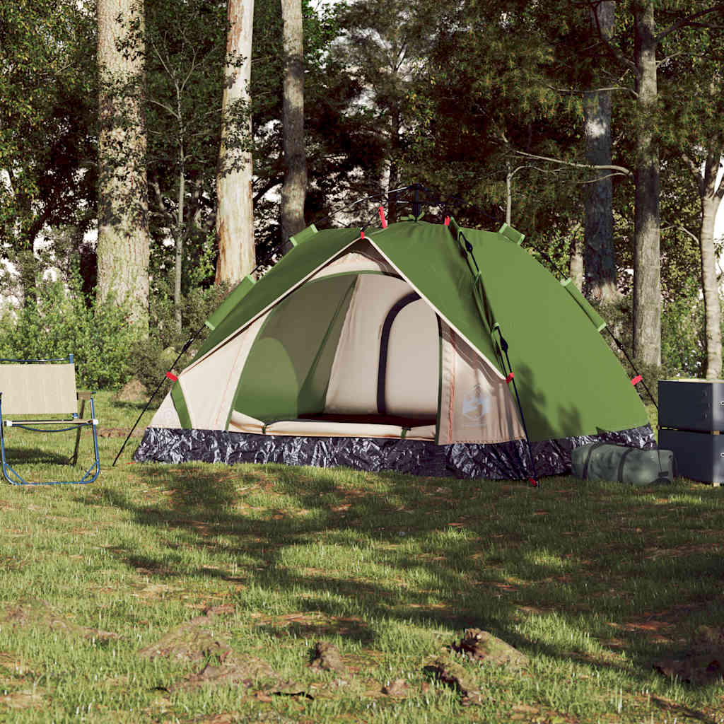 vidaXL Camping Tent Dome 3-Person Green Quick Release 3