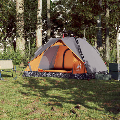 vidaXL Camping Tent Dome 3-Person Grey and Orange Quick Release 3