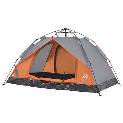 vidaXL Camping Tent Dome 3-Person Grey and Orange Quick Release 4
