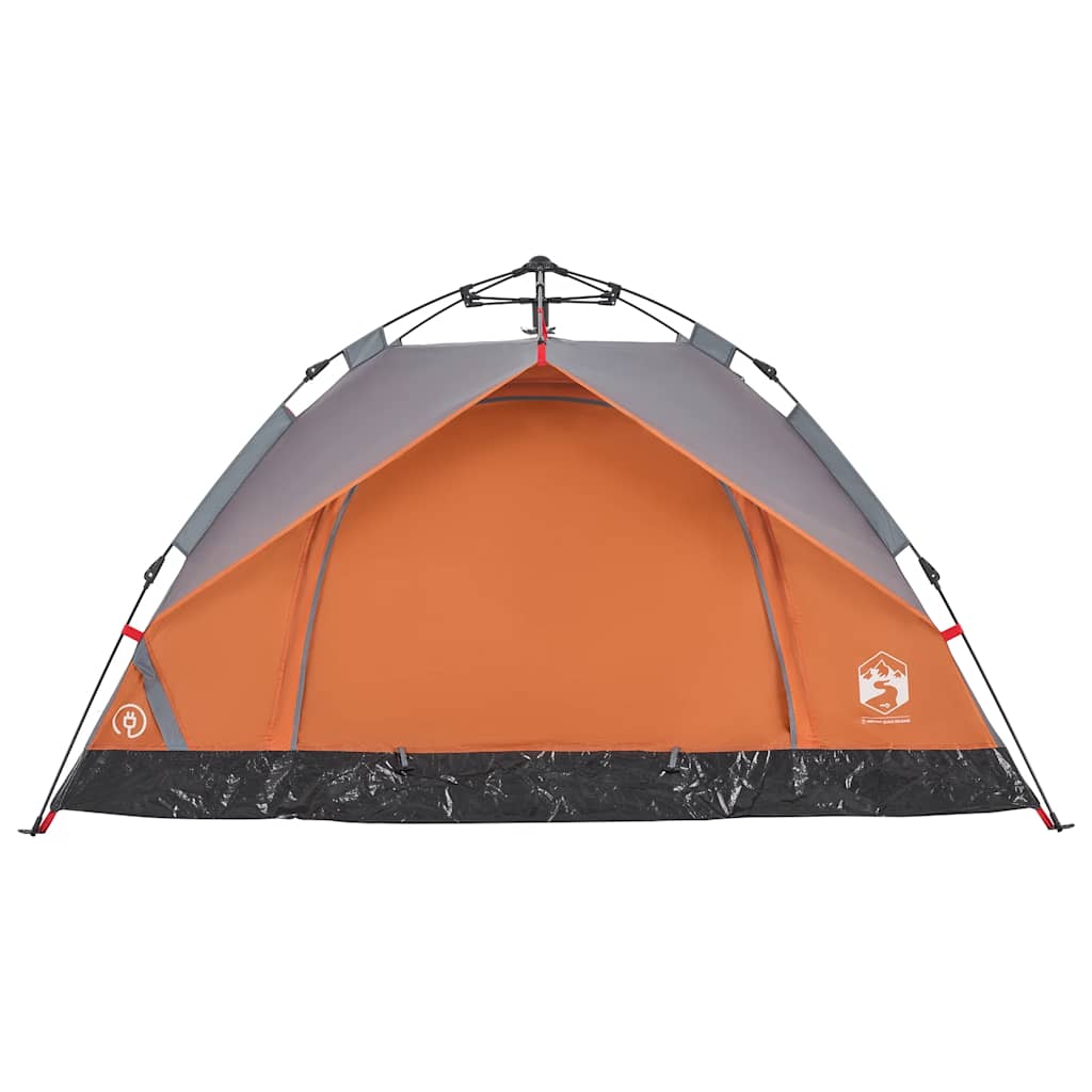 vidaXL Camping Tent Dome 3-Person Grey and Orange Quick Release 5