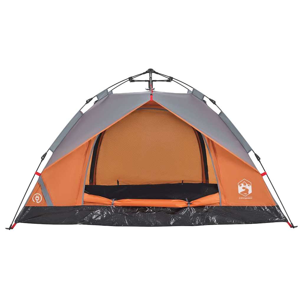 vidaXL Camping Tent Dome 3-Person Grey and Orange Quick Release 6