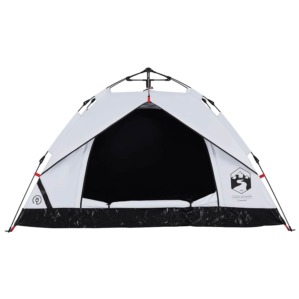 vidaXL Camping Tent Dome 3-Person White Blackout Fabric Quick Release 6