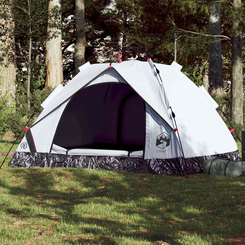 vidaXL Camping Tent Dome 3-Person White Blackout Fabric Quick Release 1