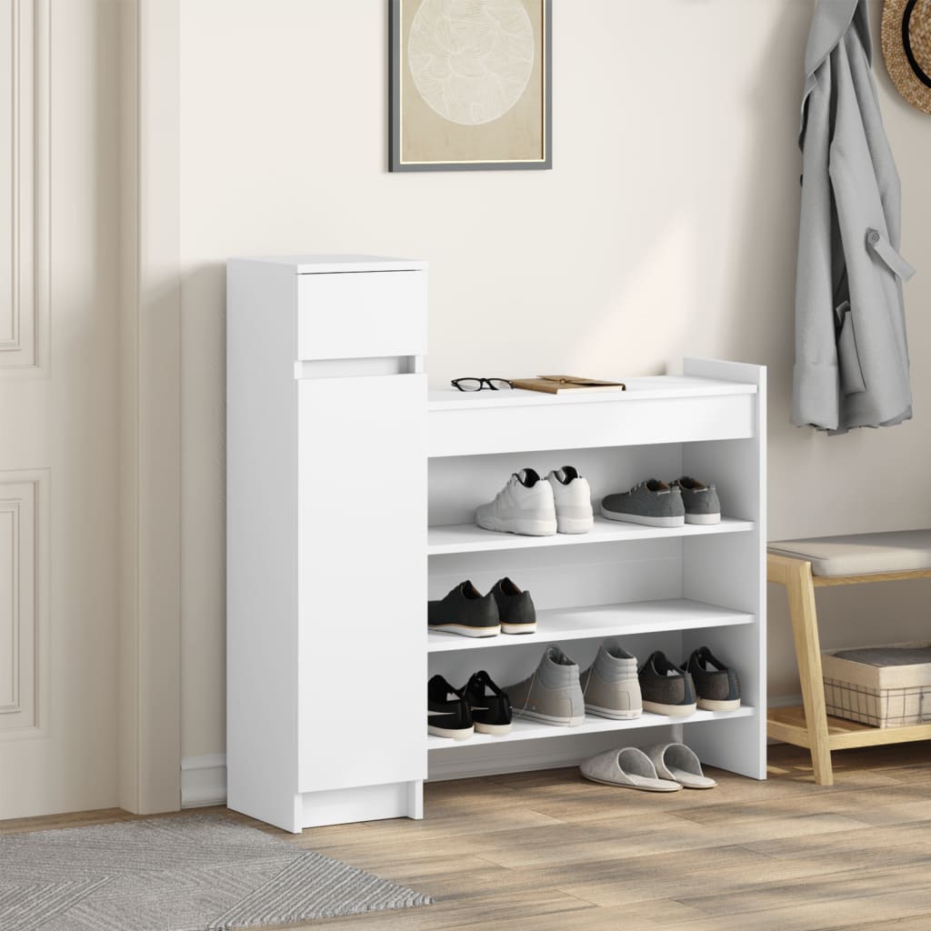 vidaXL Shoe Cabinet White 100.5x28x100 cm Engineered Wood 3