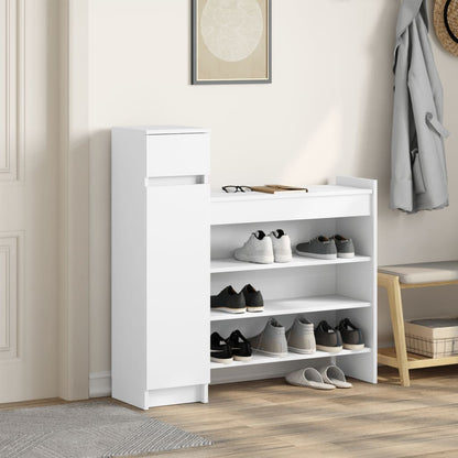 vidaXL Shoe Cabinet White 100.5x28x100 cm Engineered Wood 3