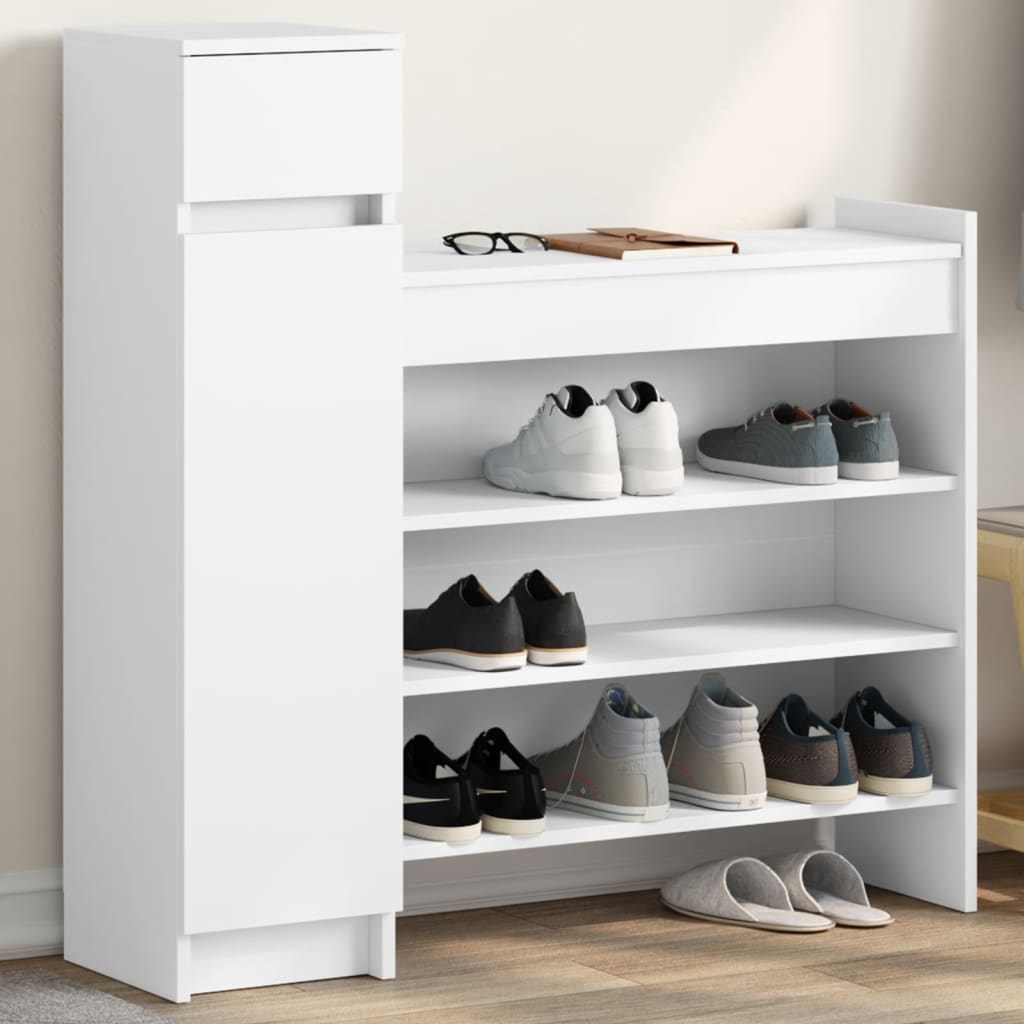 vidaXL Shoe Cabinet White 100.5x28x100 cm Engineered Wood 1