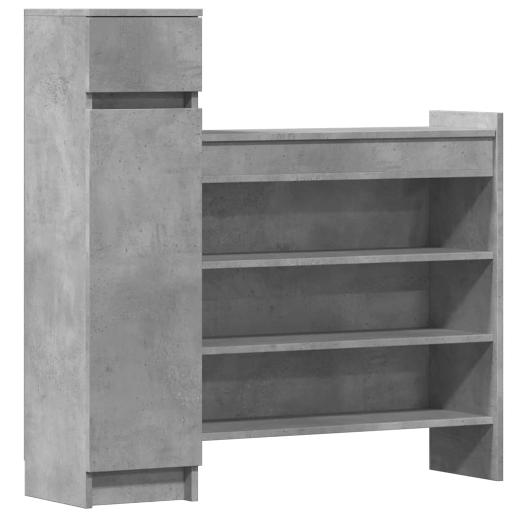 vidaXL Shoe Cabinet Concrete Grey 100.5x28x100 cm Engineered Wood 2
