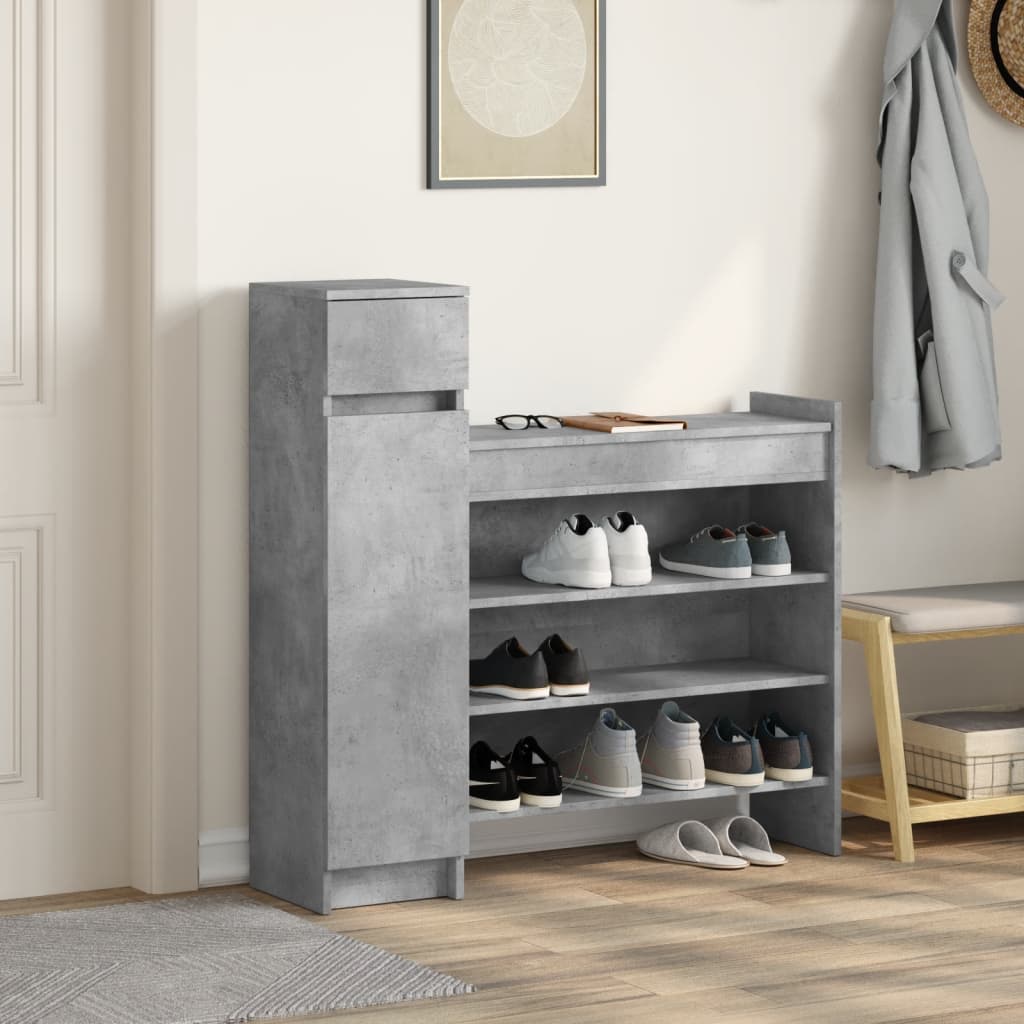 vidaXL Shoe Cabinet Concrete Grey 100.5x28x100 cm Engineered Wood 3