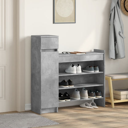 vidaXL Shoe Cabinet Concrete Grey 100.5x28x100 cm Engineered Wood 3