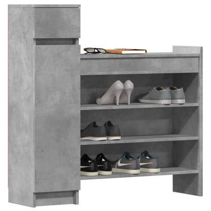 vidaXL Shoe Cabinet Concrete Grey 100.5x28x100 cm Engineered Wood 4
