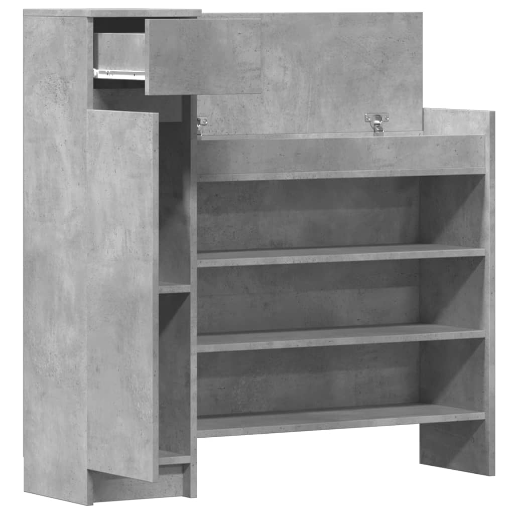 vidaXL Shoe Cabinet Concrete Grey 100.5x28x100 cm Engineered Wood 5