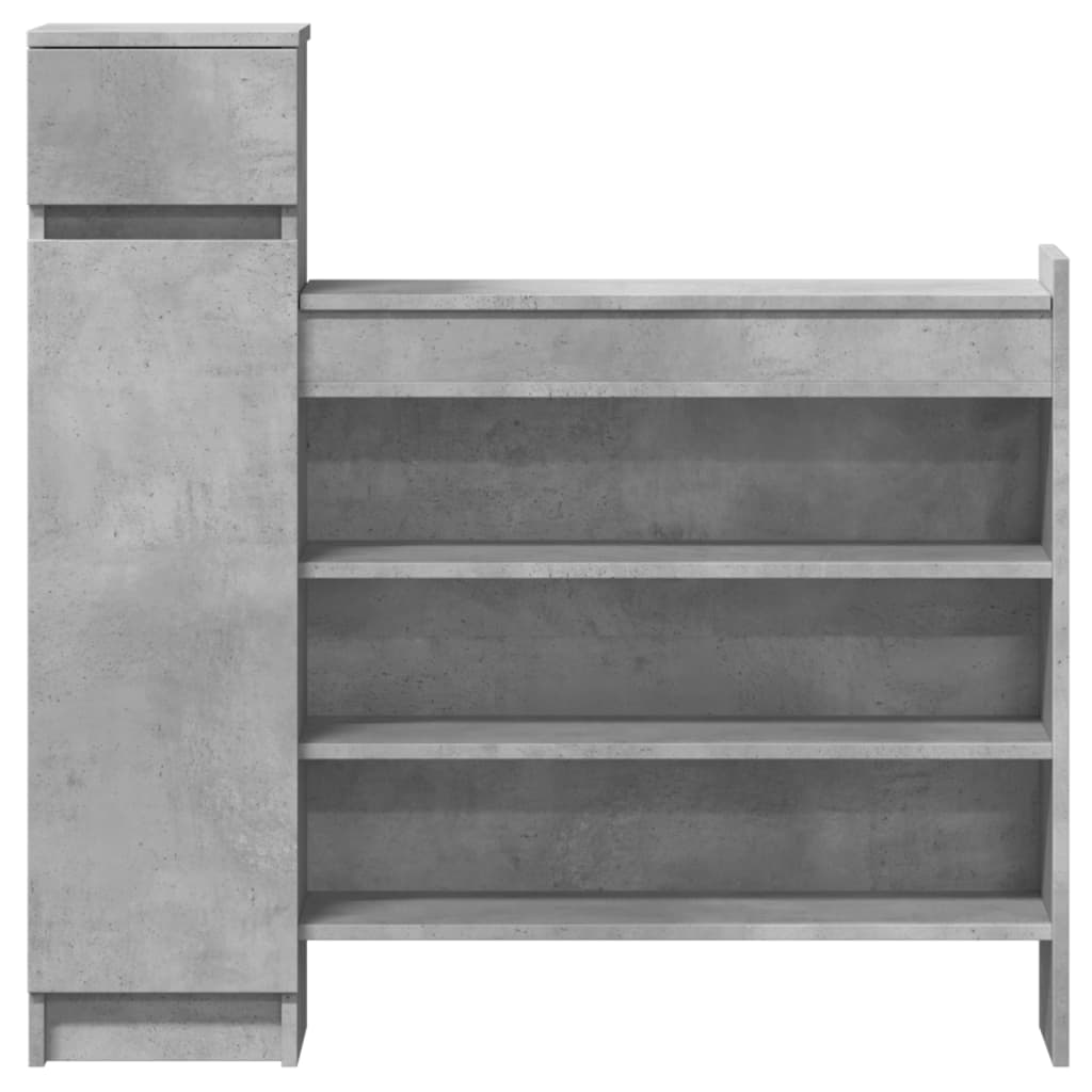 vidaXL Shoe Cabinet Concrete Grey 100.5x28x100 cm Engineered Wood 6