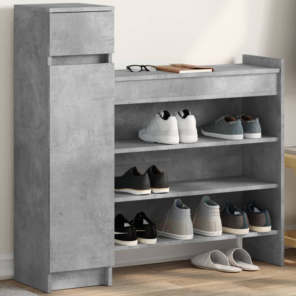 vidaXL Shoe Cabinet Concrete Grey 100.5x28x100 cm Engineered Wood 1