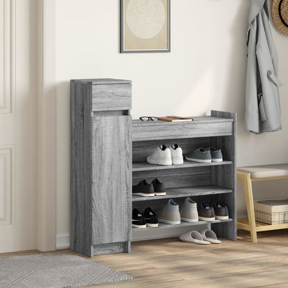 vidaXL Shoe Cabinet Grey Sonoma 100.5x28x100 cm Engineered Wood 3