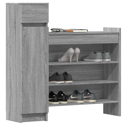 vidaXL Shoe Cabinet Grey Sonoma 100.5x28x100 cm Engineered Wood 4