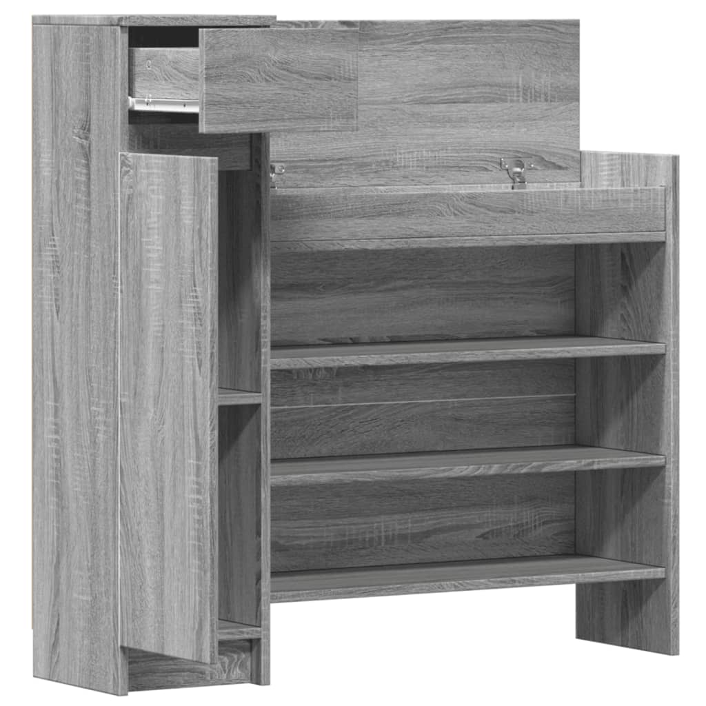 vidaXL Shoe Cabinet Grey Sonoma 100.5x28x100 cm Engineered Wood 5