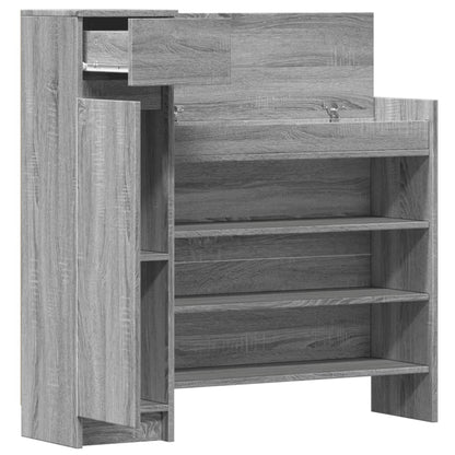 vidaXL Shoe Cabinet Grey Sonoma 100.5x28x100 cm Engineered Wood 5