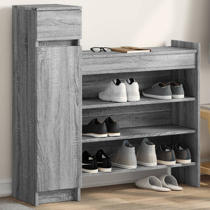 vidaXL Shoe Cabinet Grey Sonoma 100.5x28x100 cm Engineered Wood 1