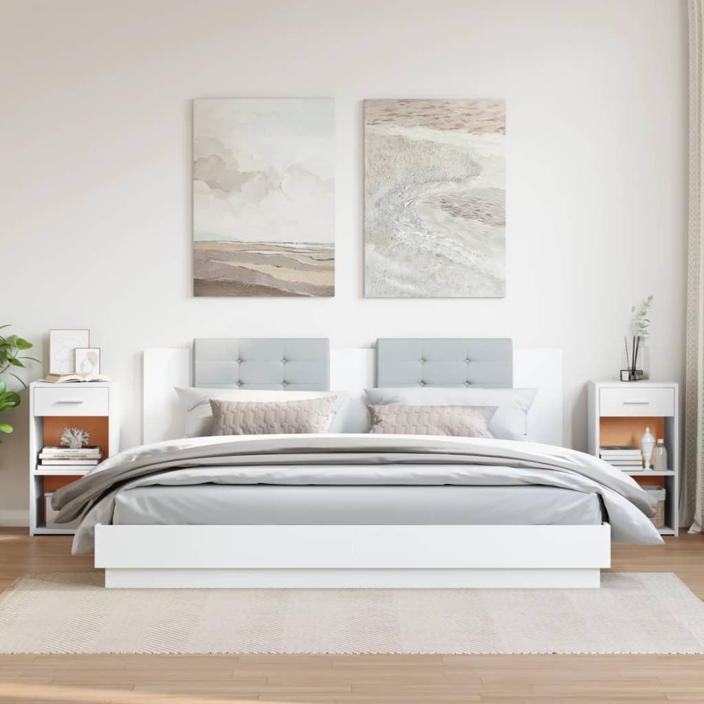 vidaXL Bedside Cabinets 2 pcs White 35x34x65 cm Engineered Wood 3