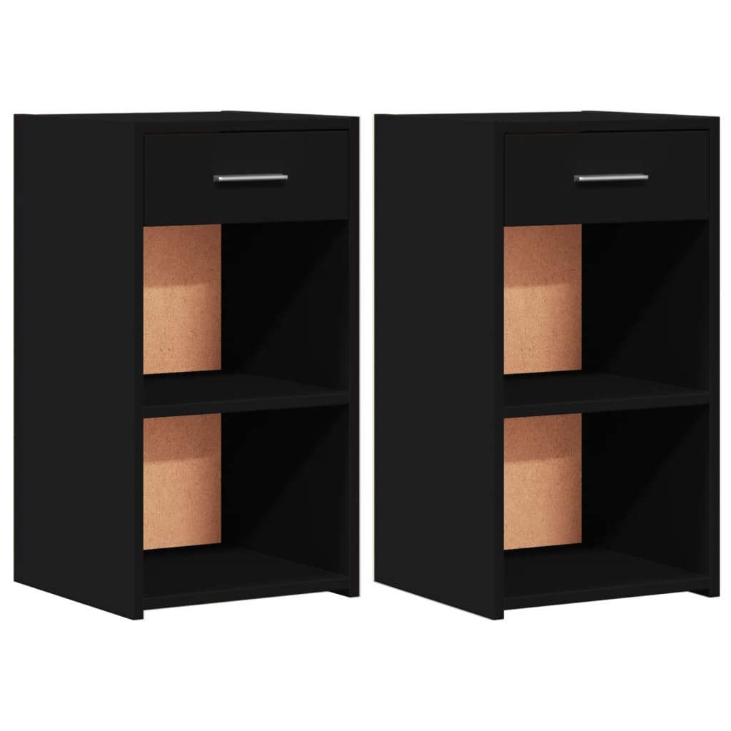 vidaXL Bedside Cabinets 2 pcs Black 35x34x65 cm Engineered Wood 2