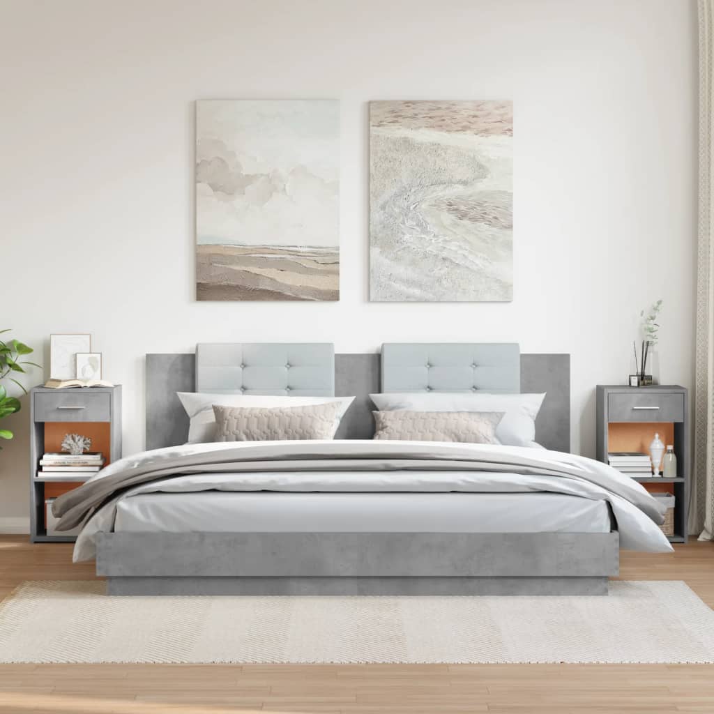 vidaXL Bedside Cabinets 2 pcs Concrete Grey 35x34x65 cm Engineered Wood 3