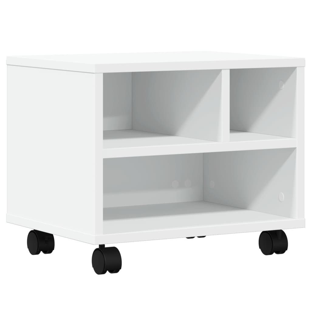 vidaXL Printer Stand with Wheels White 41x32x34,5 cm 2