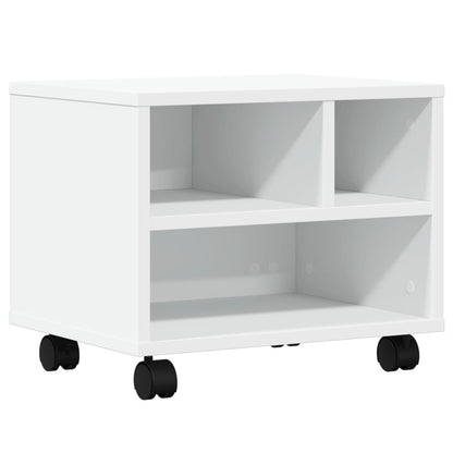 vidaXL Printer Stand with Wheels White 41x32x34,5 cm 2