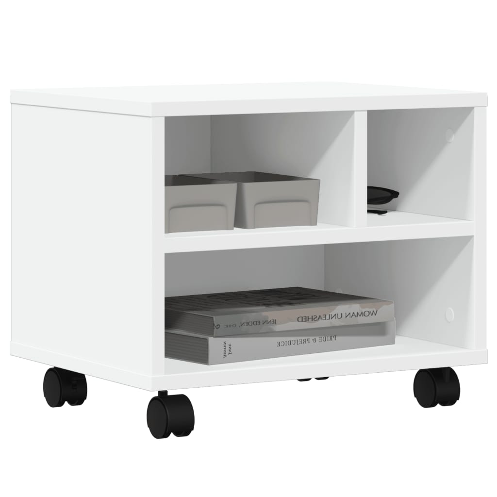 vidaXL Printer Stand with Wheels White 41x32x34,5 cm 4