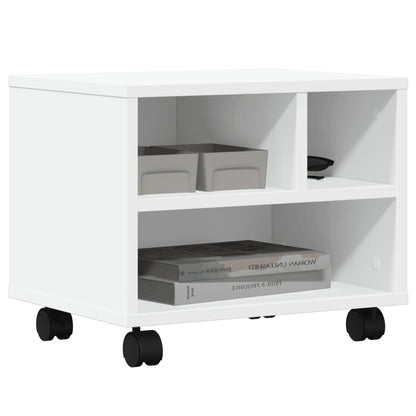 vidaXL Printer Stand with Wheels White 41x32x34,5 cm 4