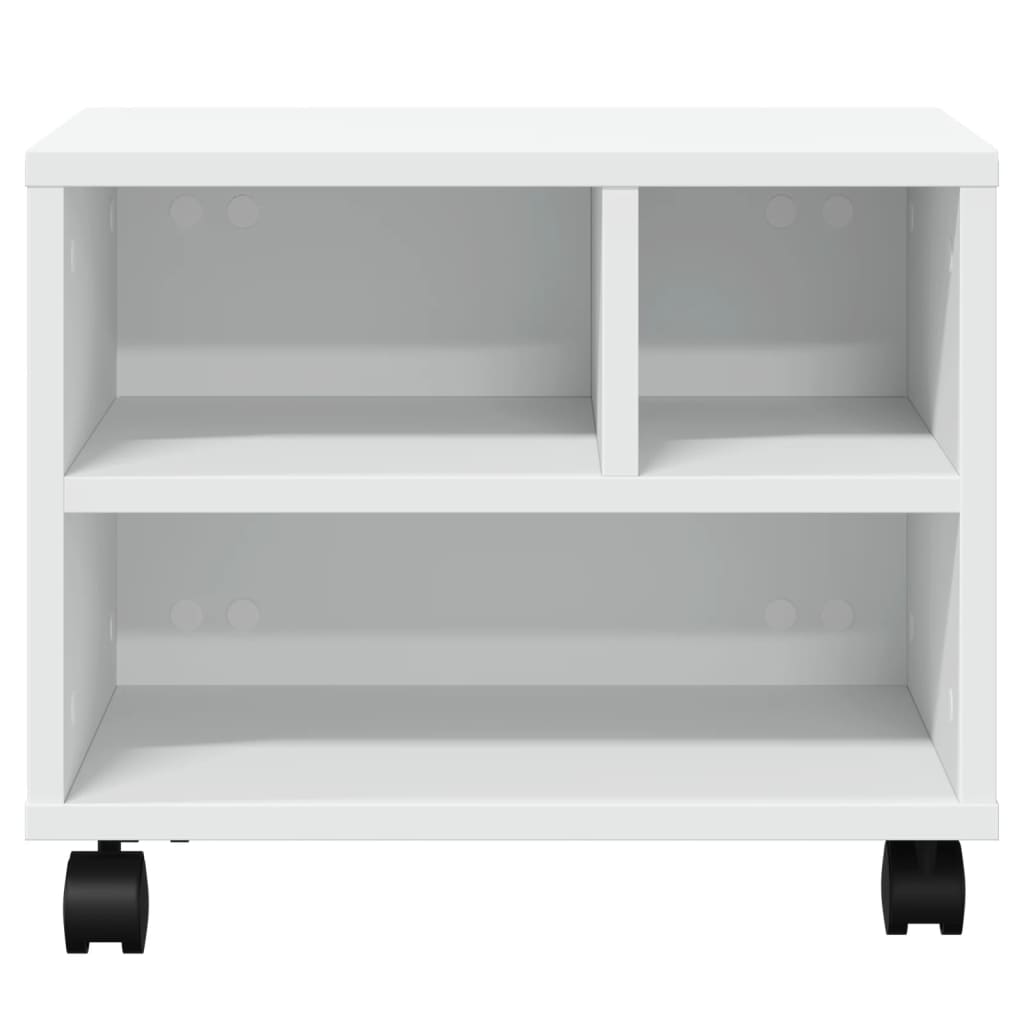 vidaXL Printer Stand with Wheels White 41x32x34,5 cm 5