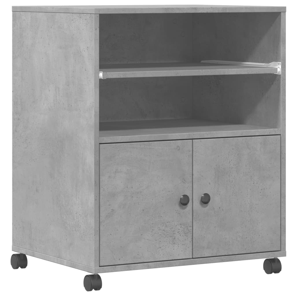 vidaXL Printer Stand with Wheels Concrete Grey 60x48x74 cm 2