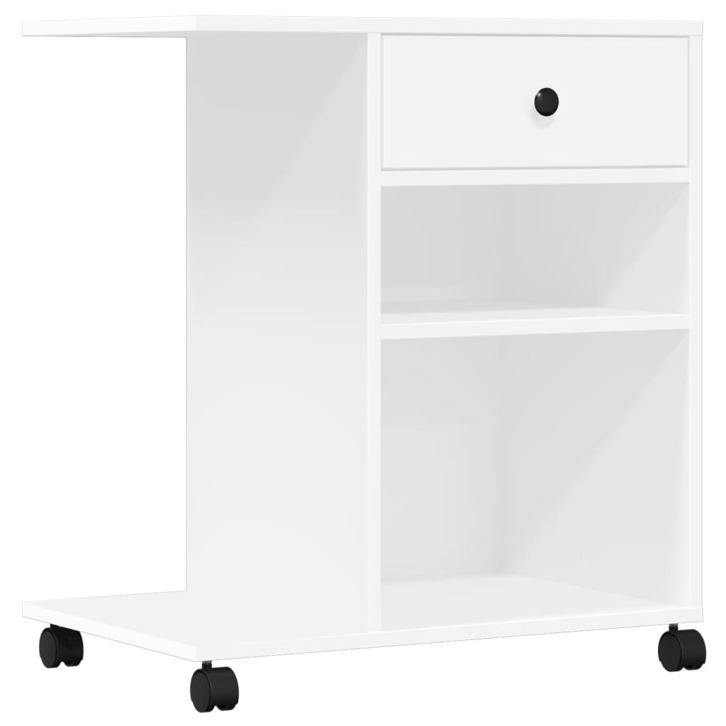 vidaXL Printer Stand with Wheels White 60x40x68.5 cm 2