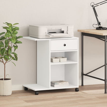 vidaXL Printer Stand with Wheels White 60x40x68.5 cm 3