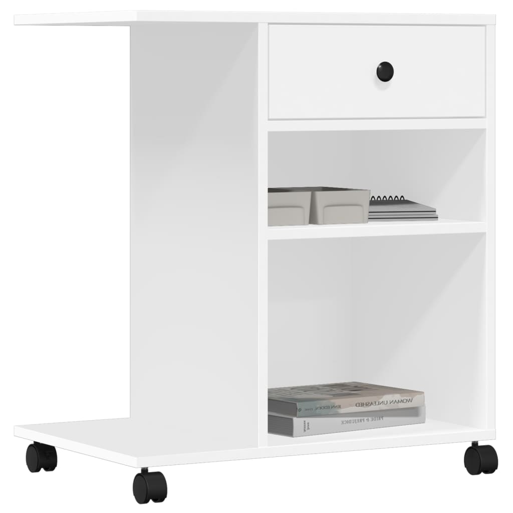 vidaXL Printer Stand with Wheels White 60x40x68.5 cm 4