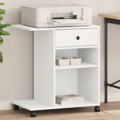 vidaXL Printer Stand with Wheels White 60x40x68.5 cm 1